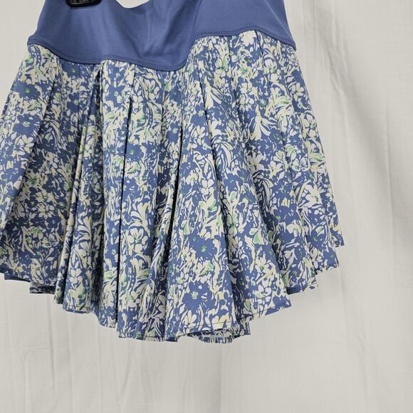 Aerie Blue Floral Pleated Mini Tennis Skort Skirt With Shorts Medium coquette - Picture 2 of 5